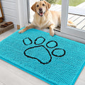 OLANLY Dog Door Mat - Absorbent Non-Slip Mud Mat for Muddy Paws | 36x24 Aqua Blue Design