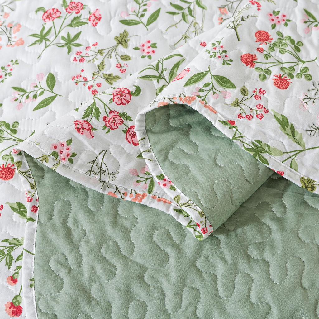 HoneiLife Queen Quilt Bedding Set - 3 Pieces Microfiber Quilt Sets Lightweight Bedspreads Reversible Coverlets Nature Bed Cover Floral Bedding Set Wildflower Quilts All Season Use