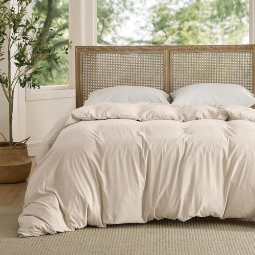 Bedsure Oat Milk Duvet Cover - King Size Extra Soft Prewashed Polyester Bedding | 104x90 Inches with Zipper Closure
