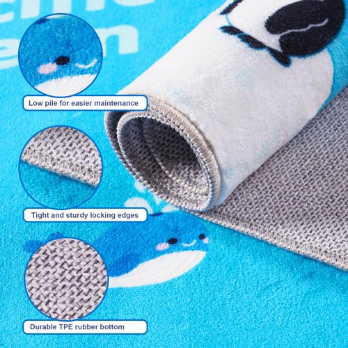 OHDS Kids Playroom Rug, 4x5ft World Map Play Mat with Cute Animals, Washable Durable Soft Carpet Kid Educational Rugs for Boys Girls Bedroom Nursery Classroom