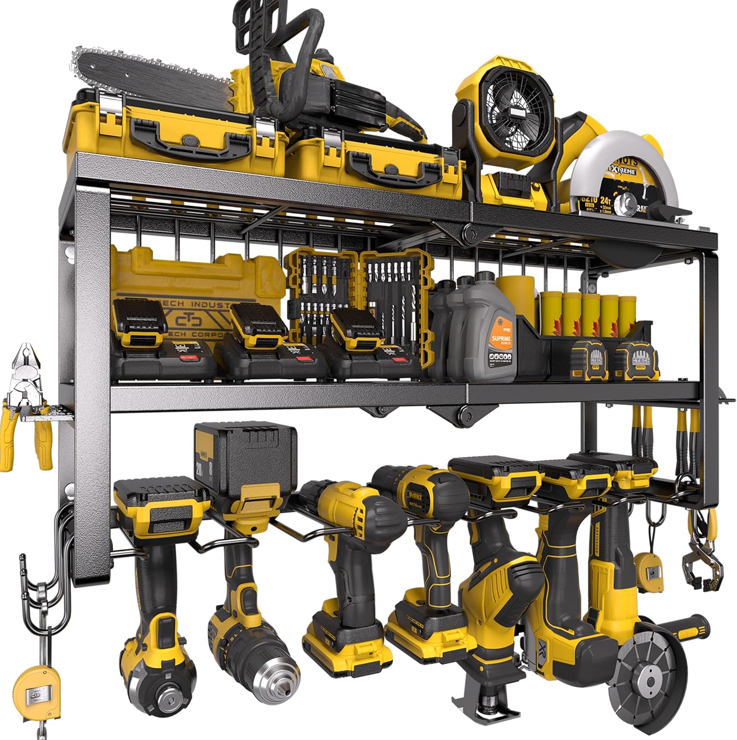 Spampur Tool Organizer - Heavy Duty Wall-Mounted Drill Holder & Screwdriver Storage | Garage Tool Shelf