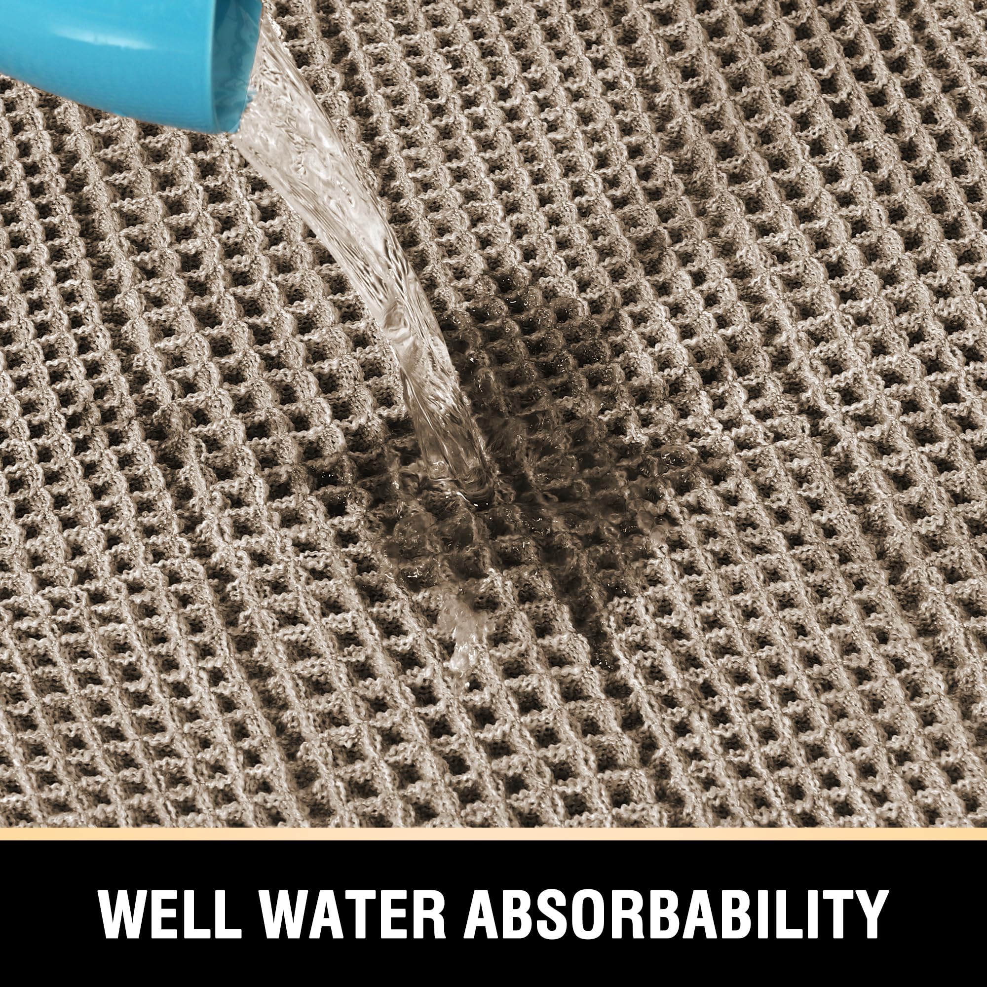 H.VERSAILTEX Upgraded Waffle Runner Rug Super Absorbent Non Slip Bath Rugs for Beside Tub, 24" x 72", Irish Cream