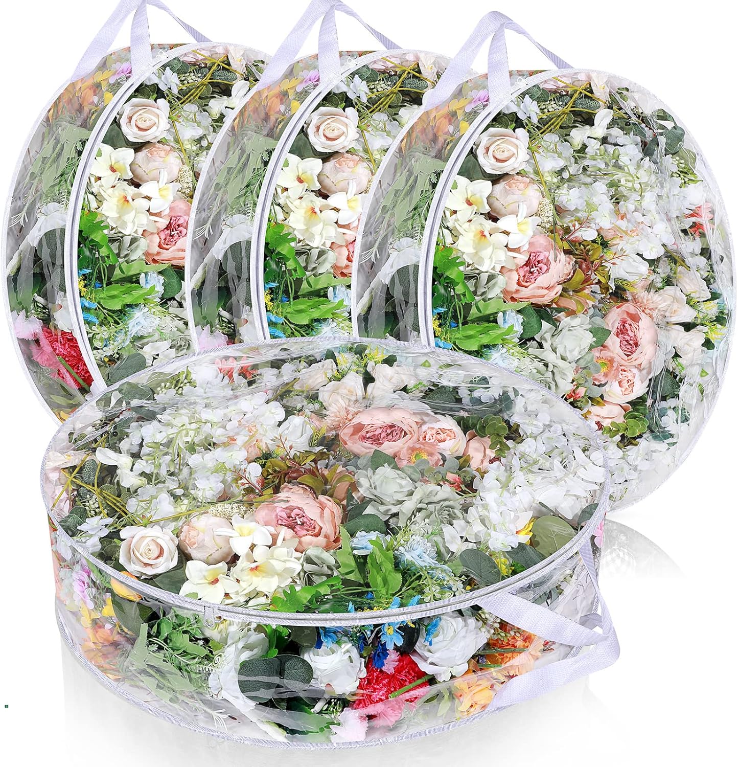 Remagr Wreath Storage Bag - 30 Inch Clear Plastic Container for Holiday & Wedding Wreaths | Zippered Design