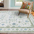 Oushak 4x6 Boho Pastel Rug - Low Pile, Non-Slip, Stain Resistant Throw for Living Room, Kitchen & Entryway