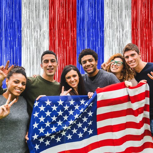 4th of July Decorations by [Brand Name] - 2 Pack Tinsel Backdrop | Red, Silver & Blue Fringe Curtains, 3.28 FT x 7.05 FT