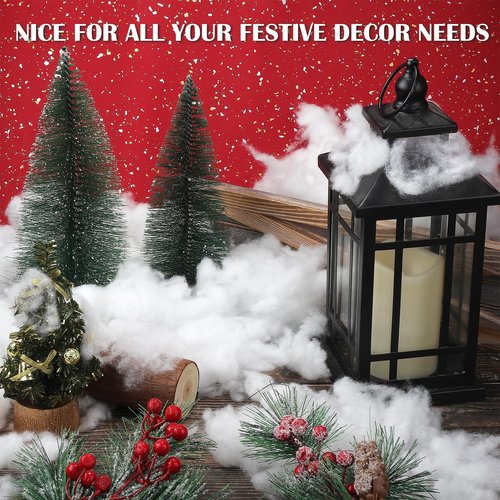 Aodaer Christmas Fake Snow Decor 1000g Artificial Snow Decorations Fluffy Soft Cotton Fake Snow Indoor Fiber Snow for Christmas Tree Holiday Table and Winter Mantle Village Display Outside