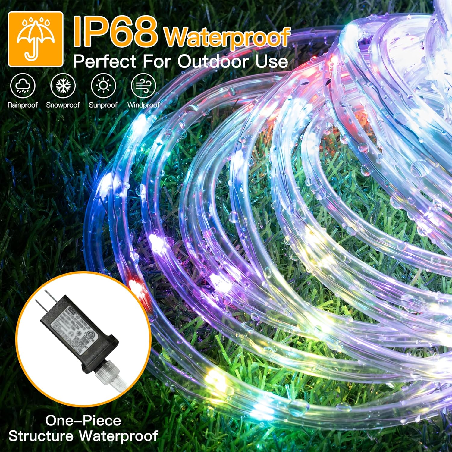 Ollny Color Changing Rope Lights - 66FT Waterproof LED String Lights with Remote | 16 Colors for Indoor & Outdoor Decor