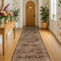 Regine Switzerland Brown Washable Long Runner Rug - Non-Slip Rubber Backing | 2'6"x8' for Hallways & Entryways