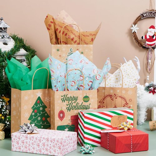 Joiedomi Christmas Tissue Paper - 150 Sheets Assorted Designs for Easy Gift Wrapping | Perfect for Boxes & Wine Bottles