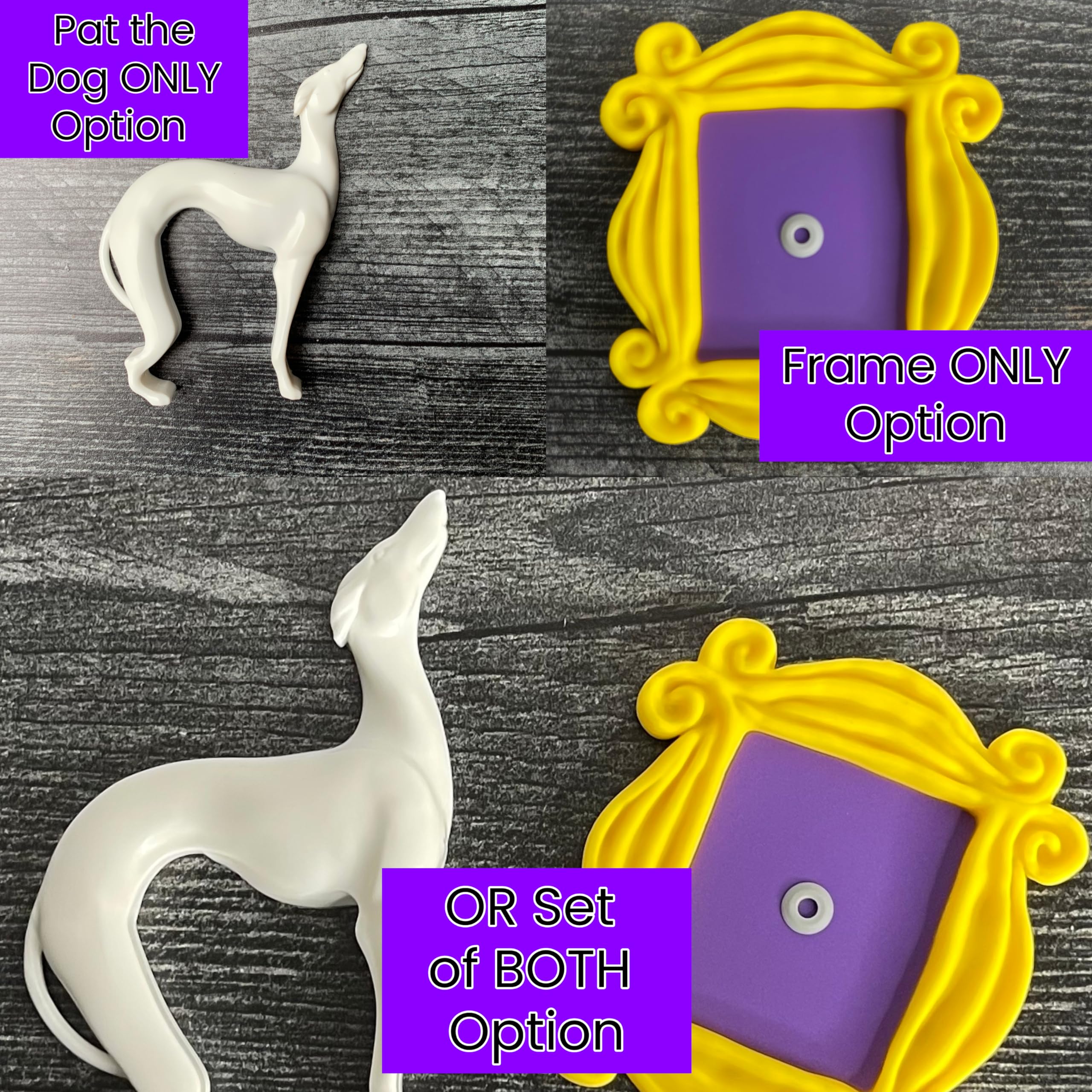 Friends Show Magnet Set/Pat the Dog/Friends Frame/Friends White Greyhound/Pop Culture Magnets/TV Show Merchandise (Set of Both)