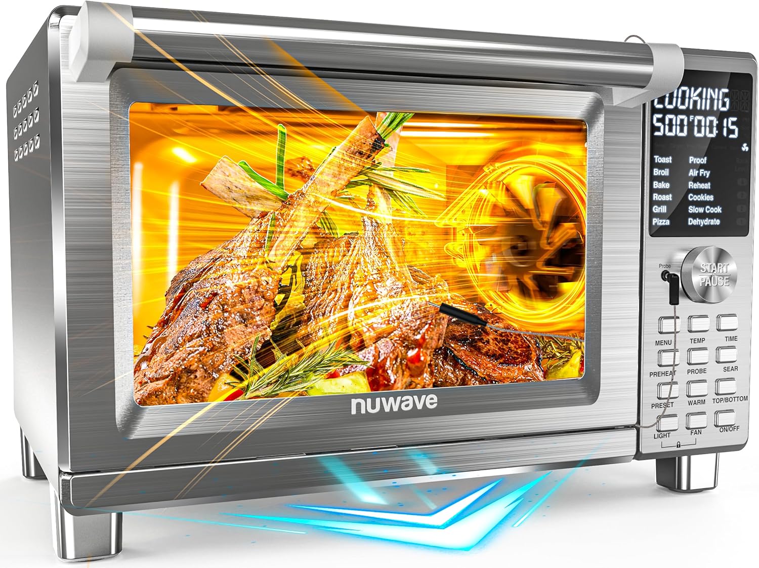 Nuwave Bravo XL Pro Air Fryer Toaster Oven - Ultra-Fast Convection, 30QT, Stainless Steel, 142 Presets