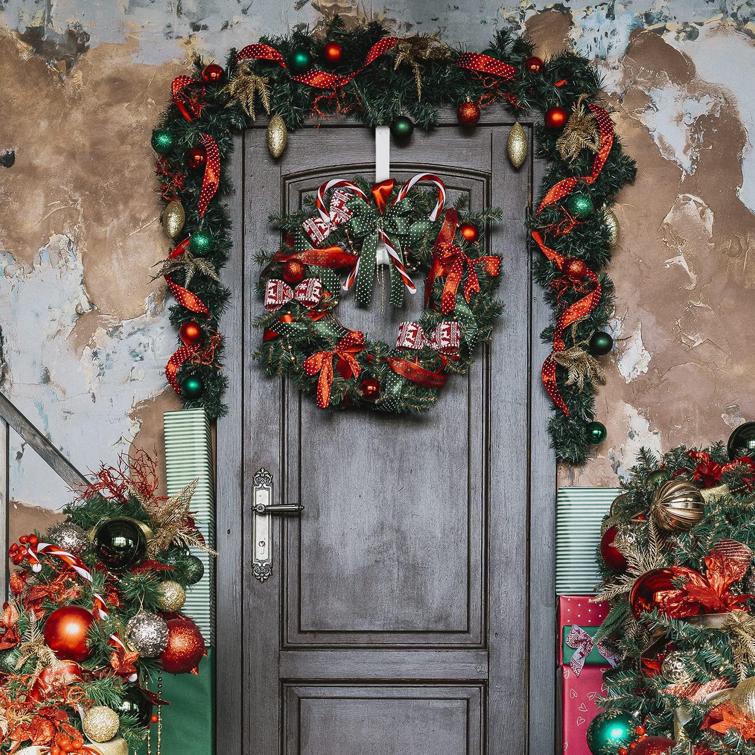 Adjustable Wreath Hanger by [Brand Name] - Over The Door Hook for 15 to 25 Inches | Holds Up to 20 lbs
