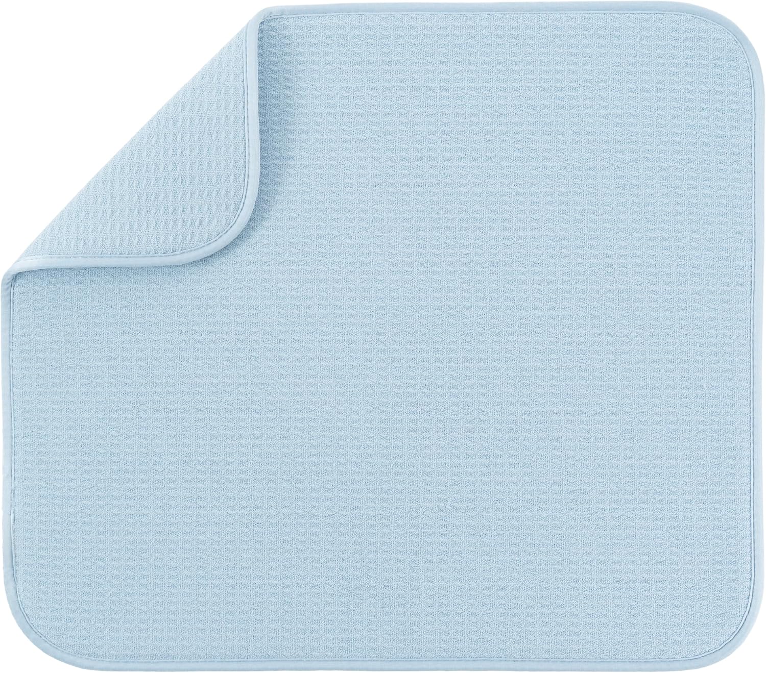 S&T INC. Dish Drying Mat - Absorbent Microfiber Kitchen Counter Pad | 16” x 18”, Large, Sky Blue