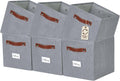 DECOMOMO Storage Bins - Fabric Cube Storage with Labels for Shelves | 11" | 6-Piece Set in Texture Grey