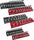 EACELIY Magnetic Socket Organizer Set - 6-Piece Holder for 1/2", 1/4", 3/8" SAE & Metric Sockets | Attaches to Tool Cart