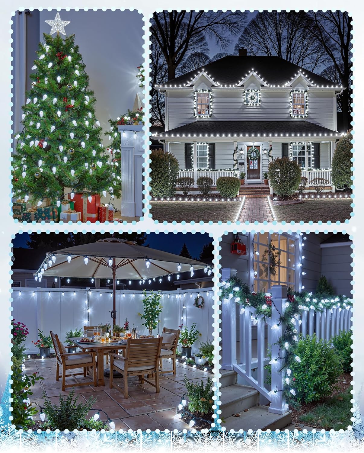C9 Christmas Lights - 100 LED Waterproof String Lights for Outdoor Use | 65FT with 100 Spring Clips