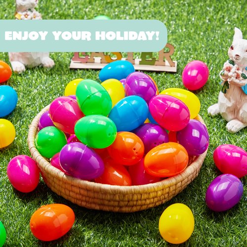 JOYIN 500 PCS 2.3" Easter Eggs, Empty Plastic Eggs Fillable Colorful Bright Eggshell Bulks for Easter Hunt, Filling Treats, Party Favor, Basket Stuffers, Classroom Prize Supplies