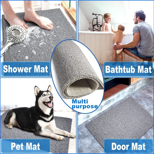 Shower Mats Non Slip for Elderly, 16x24’Lager Loofah Shower Mat, Loofah Bath Mats for Shower for Elderly-Grey