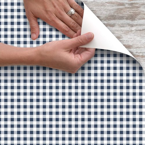 Con-Tact Brand Creative Covering, 09F-C9A5E3-12, Adhesive Vinyl Shelf Liner and Drawer Liner, Navy Plaid, 18" x 9 '