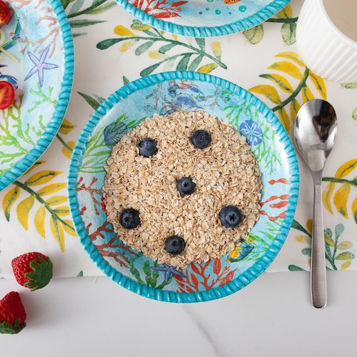 ZAROCRUS Coastal Dinnerware Sets, Ocean Theme Unbreakable Kitchen Plates and Bowls Set, Coastal Dishes Lightweight Dinnerware Set, RV and Camping dishes set for 4, Dishwasher Safe