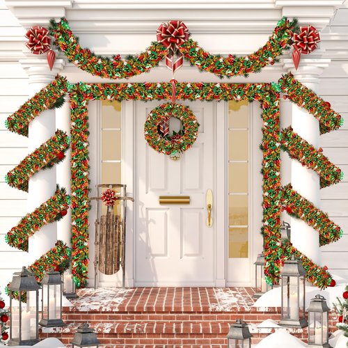 50 Ft Christmas Tinsel Garland Thick Tinsel Garland Xmas Tree Decorations Metallic Tinsel Twist Garland for Christmas, Birthday, Party Decor Indoor Outdoor Party Supplies