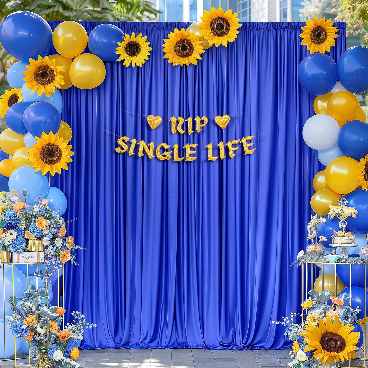 Royal Blue Backdrop Curtains by [Brand Name] - 10x10ft Wrinkle-Free Drapes for Weddings & Events