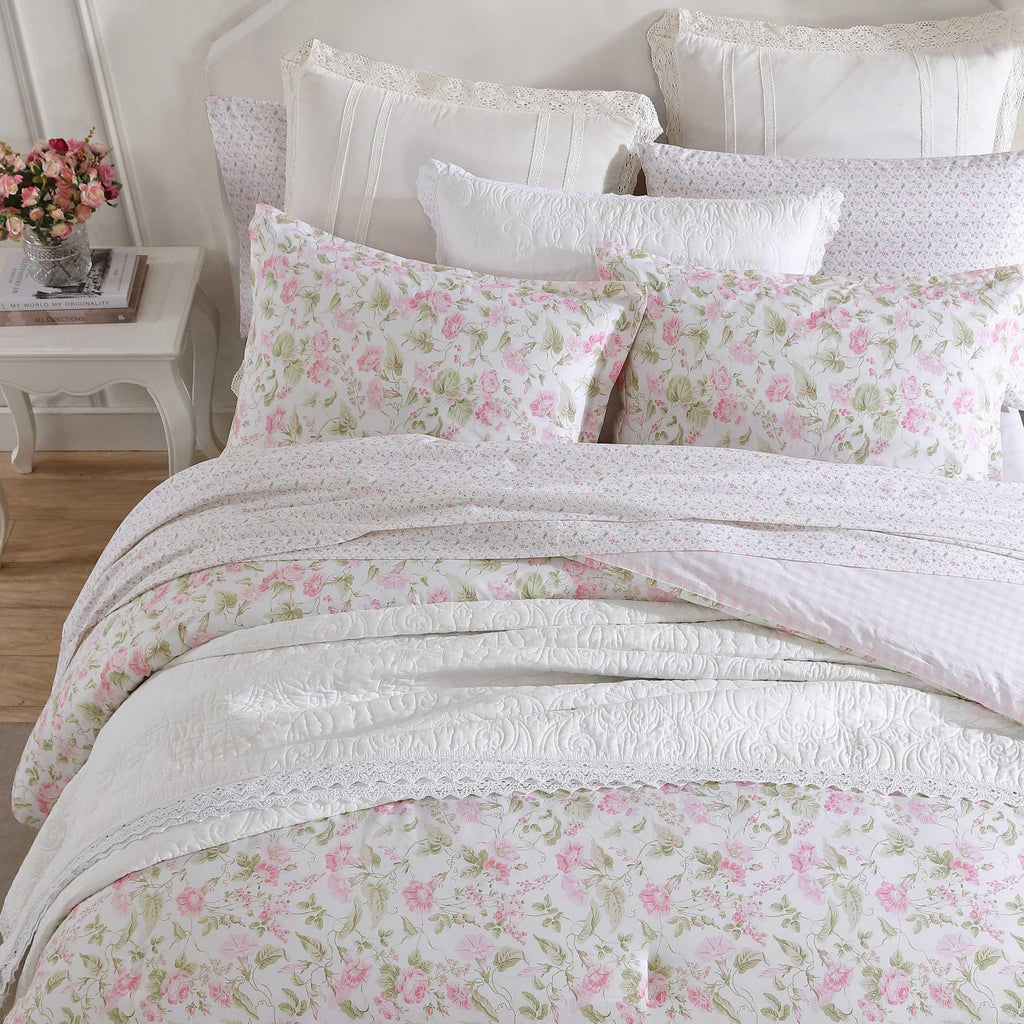 Laura Ashley – Twin Comforter Set, Soft Bedding with Matching Sham, Textured Floral Room Decor, College Dorm Room Essentials (Morning Gloria Pink)