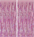 Skiennix Pink Streamers Fringe Backdrop - Metallic Tinsel Curtains for Party & Photo Booth Decor