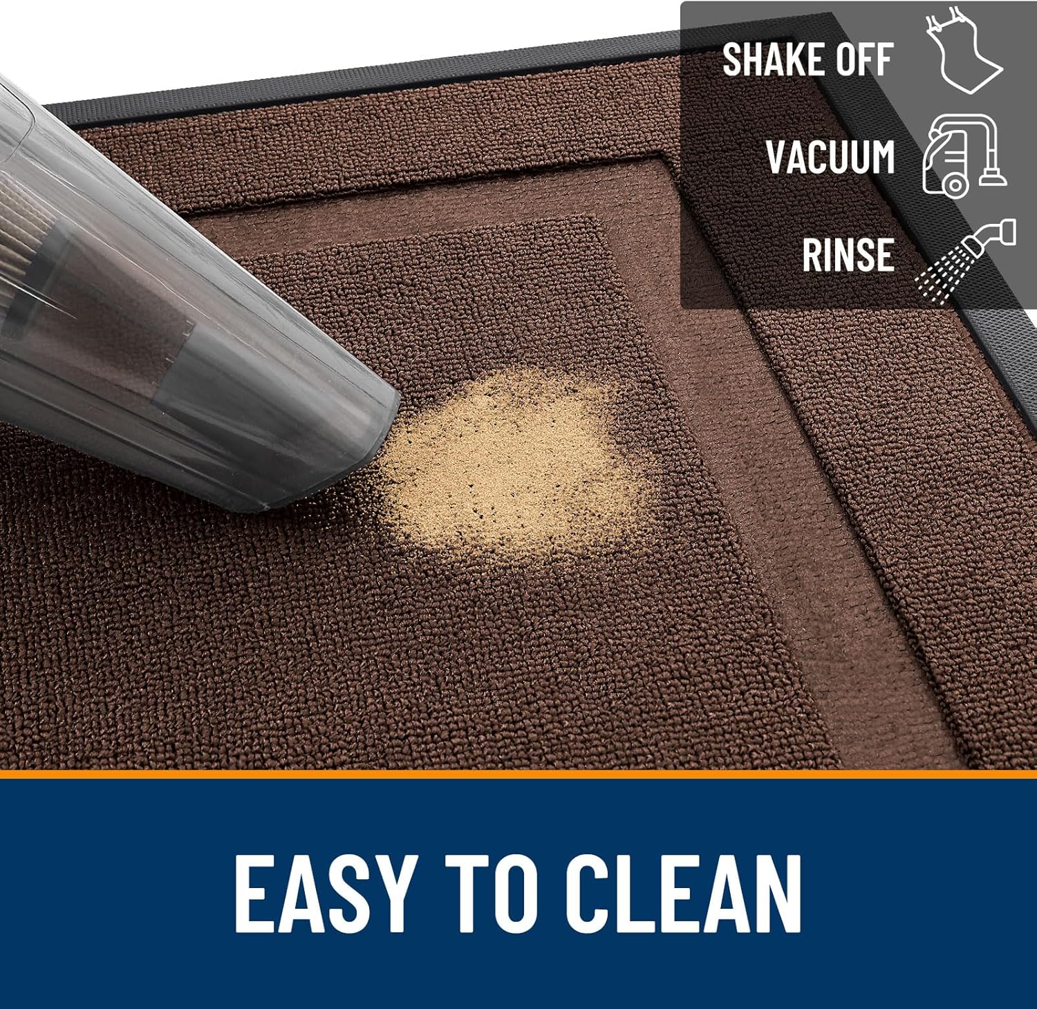 OLANLY Waterproof All-Season Front Door Mat - Sturdy Natural Rubber, Easy Clean | 47x32, Chocolate Brown