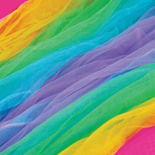 3C4G Rainbow Bright Canopy - Rainbow Bed Canopy for Girls - Hanging Net Canopy for Beds, Chairs & Reading Corners - 8’ Height & 24’ Diameter Hoop - for Ages 6+ by Make It Real