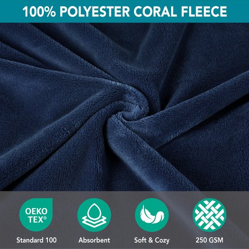 SUN CUBE Hooded Towel Robe for Kids, Zip Up Swim Parka Beach Cover Up for Girls, Surf Poncho for Boys Warm Changing Bath Towel for Pool with Zipper Hood 7-10, Navy Blue
