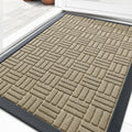 OLANLY Heavy-Duty Front Door Mat - Absorbent Natural Rubber, Non-Slip, 29.5x17 Inches | Stain & Fade Resistant, Beige