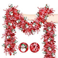 50 Ft Christmas Tinsel Garland Christmas Decorations with Snowman Candy Cane Red Metallic Christmas Garlands for Tree Decor Indoor Outdoor Christmas Party Decorations Home Mantle Fireplace