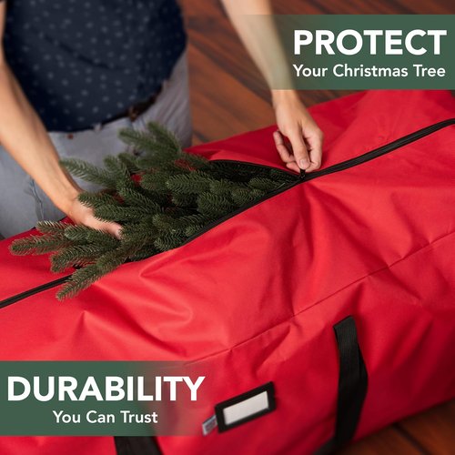 Holiday Cheer Heavy Duty Artificial Christmas Tree Storage Bag - Waterproof, Fits Up to 9ft, Red
