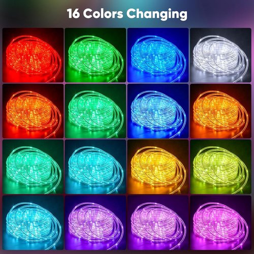 Minetom 33FT Color Changing LED Rope Lights - 100 Waterproof String Lights with Remote | Twinkle Effect for Indoor & Outdoor Decor