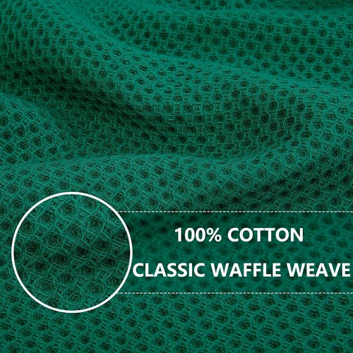 Homaxy 100% Cotton Waffle Weave Dish Cloths - Ultra Soft & Absorbent Quick Drying Towels | 12x12 Inches, 6-Pack, Dark Green