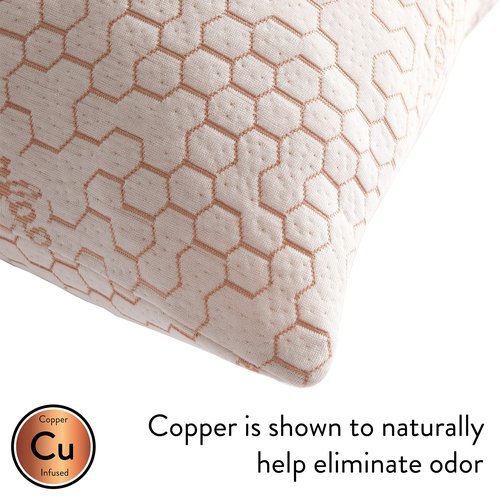 Dearfoams Bed Pillows,Set of 2 Standard/Queen Size,Down Alternative Copper-Infused Pillows with Soft Knit Cover,Supportive for Back, Side & Stomach Sleepers