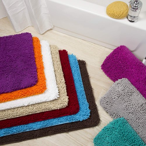 Bedford Home Memory Foam Shag Bath Mat (24x58),Chocolate