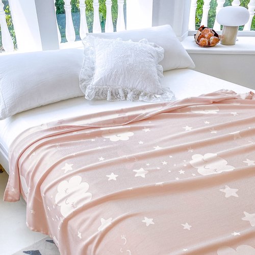 AmyHomie Cooling Blanket for Kids, Soft Comfy Summer Throw Blanket for Hot Sleepers, Girls & Boys (1-12 Years), Pink Cloud (50x60in)