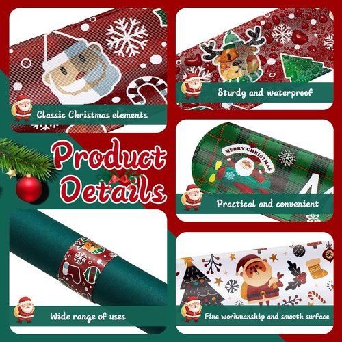 Lewtemi Gift Wrap Holder - 48-Piece Christmas Wrapping Paper Roll Storage with Metal Strips | 1.2 x 8.7 Inch