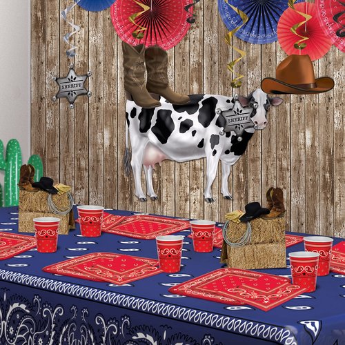 Beistle Set of 3 Jointed Cow Photo Prop Backdrops, 35"- Western Wall Decoration, Holstein Farm Animal Barnyard Party Cut Outs