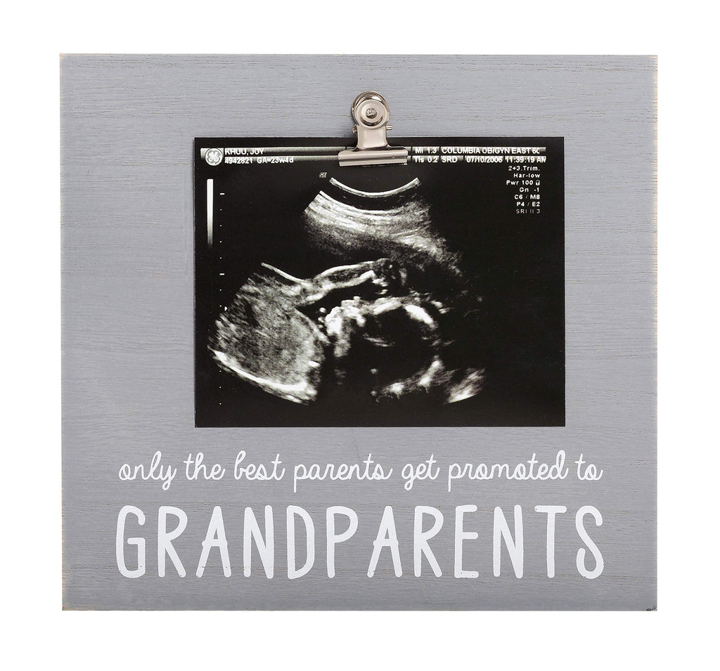 Pearhead Grandparents Pregnancy Announcement Sonogram Picture Frame, Ultrasound Photo Gift and Pregnancy Reveal Keepsake for Grandmothers and Grandfathers, Distressed Gray