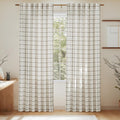 NICETOWN Plaid Window Curtain - 84-Inch Linen Sheer Drapes for Living Room & Bedroom | 52" x 84", White, 1 Pair