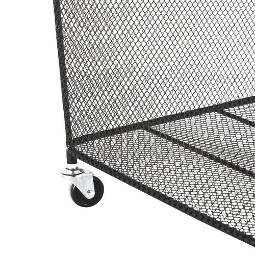 Deco 79 Metal Storage Basket Square Mesh Wire Rolling Laundry with Ring Handles, 17" x 16" x 24", Black