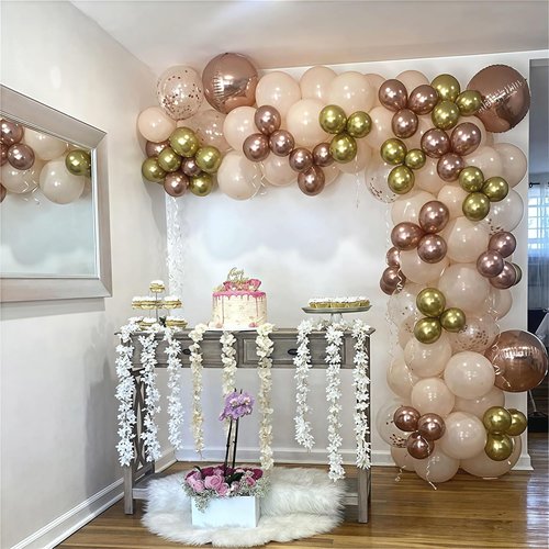 Blush Rose Gold Balloon Garland Kit - 119 Pieces of Peach Pink & Metallic Rose Gold for Birthday & Wedding Decor
