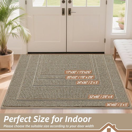 BEQHAUSE Dirt Trapper Door Mat - Non-Slip, Washable, Absorbent Entrance Mat | 24" x 36", Light Beige