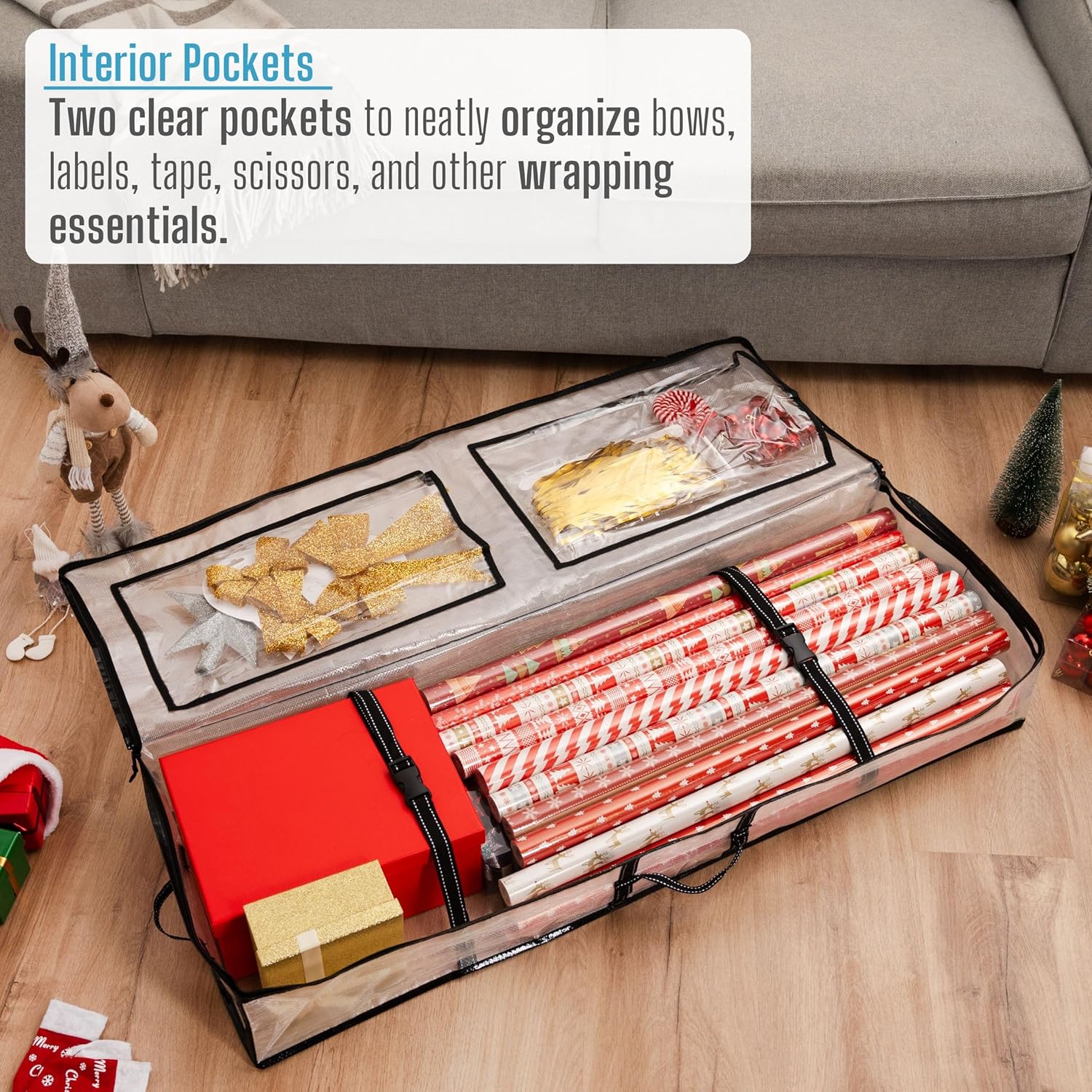 VENO Wrapping Paper Storage Bag - 5 Pack for Christmas Wreaths | Multi-Use Gift Wrap Organizer