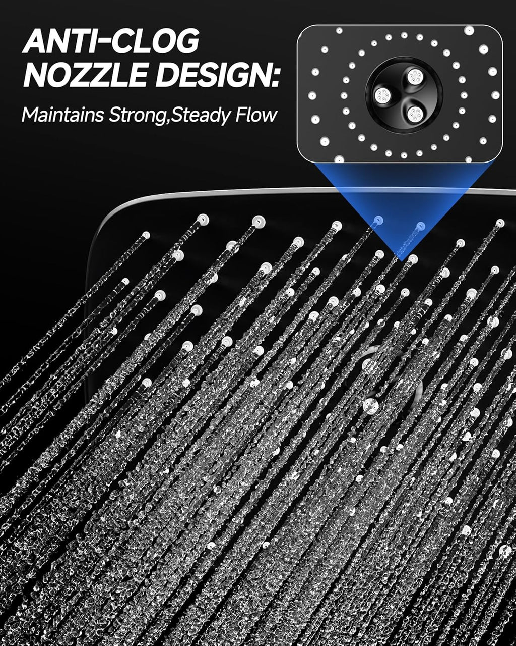 Veken Rain Shower Head - 11.8" Rectangular Stainless Steel Showerhead with Adjustable Arm | Chrome Finish