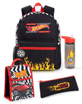 Hot Wheels Boys Backpack Set 4 Piece Black