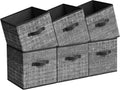 SONGMICS Storage Cubes - 11.8-Inch Foldable Non-Woven Fabric Bins with Double Handles - Set of 6, Classic Black